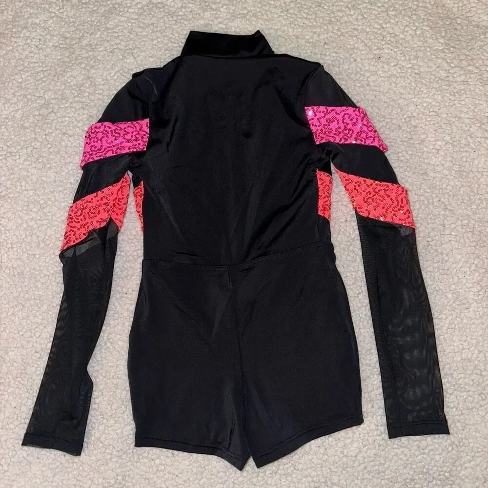 Weissman Showtime Girls Acro Dance Leotard Black Pink Size Medium